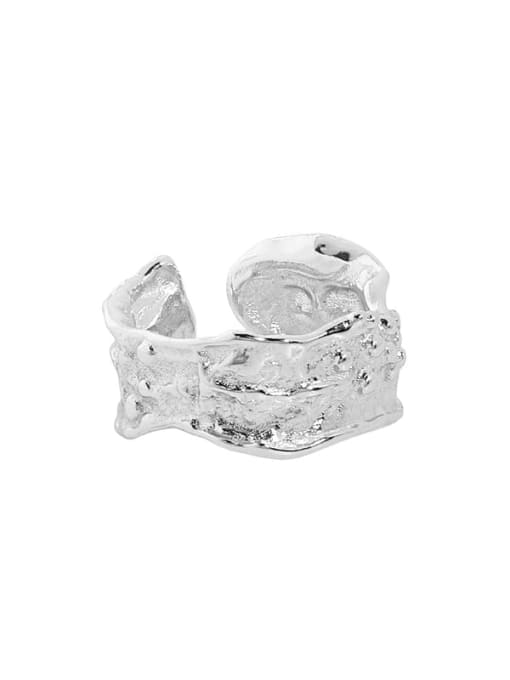 Silver [13 adjustable] 925 Sterling Silver Irregular Vintage Band Ring